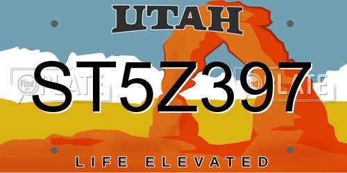 ST5Z397 Utah License Plate