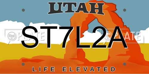 ST7L2A Utah License Plate