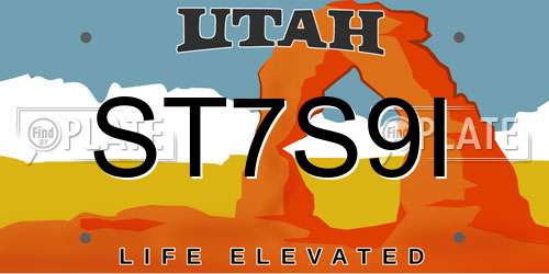 ST7S9I Utah License Plate