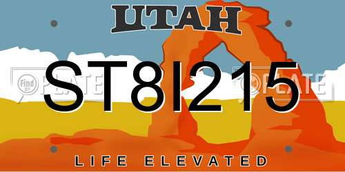 ST8I215 Utah License Plate