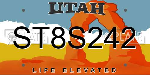 ST8S242 Utah License Plate