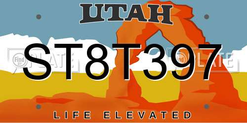 ST8T397 Utah License Plate