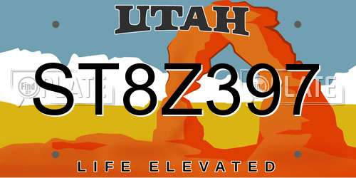 ST8Z397 Utah License Plate