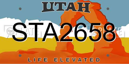 STA2658 Utah License Plate