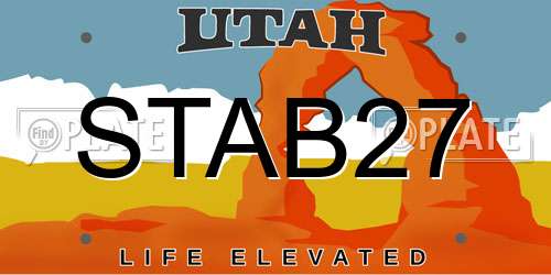 STAB27 Utah License Plate