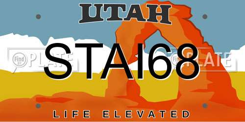 STAI68 Utah License Plate
