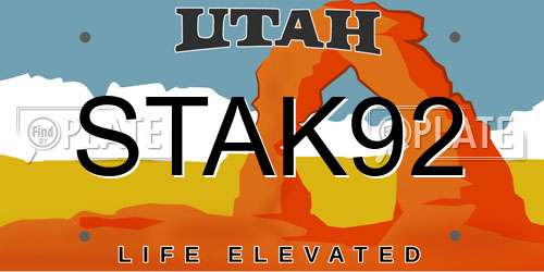 STAK92 Utah License Plate