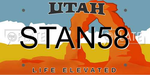 STAN58 Utah License Plate