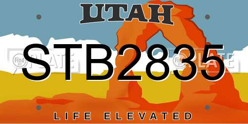 STB2835 Utah License Plate