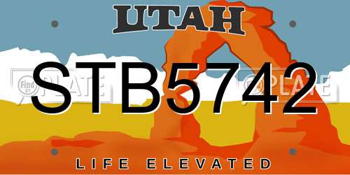 STB5742 Utah License Plate