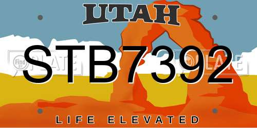 STB7392 Utah License Plate