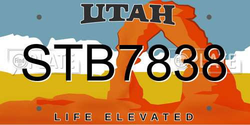 STB7838 Utah License Plate