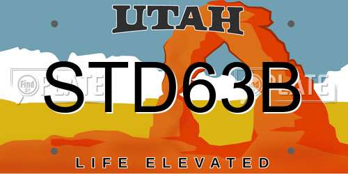 STD63B Utah License Plate