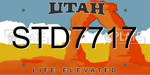STD7717 Utah License Plate