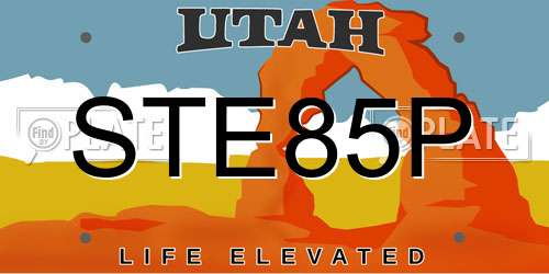 STE85P Utah License Plate