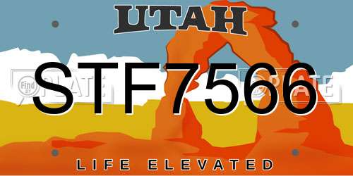 STF7566 Utah License Plate