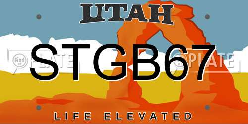 STGB67 Utah License Plate