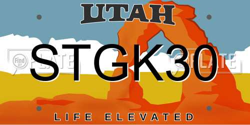STGK30 Utah License Plate