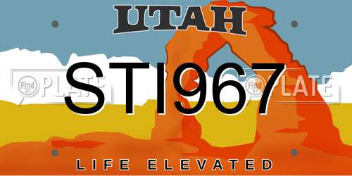 STI967 Utah License Plate