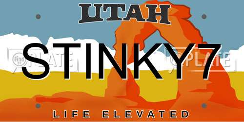 STINKY7 Utah License Plate