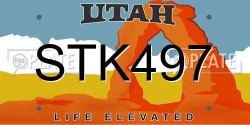 STK497 Utah License Plate