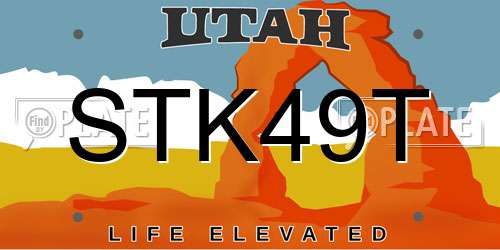 STK49T Utah License Plate