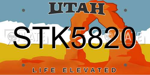 STK5820 Utah License Plate