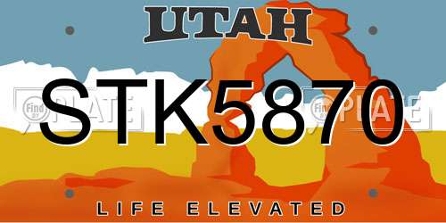 STK5870 Utah License Plate
