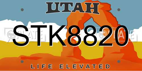 STK8820 Utah License Plate