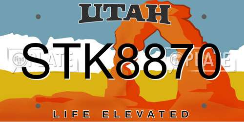 STK8870 Utah License Plate