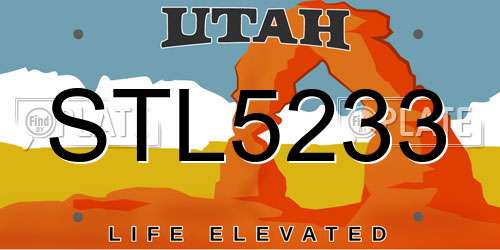 STL5233 Utah License Plate