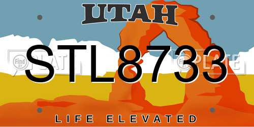 STL8733 Utah License Plate