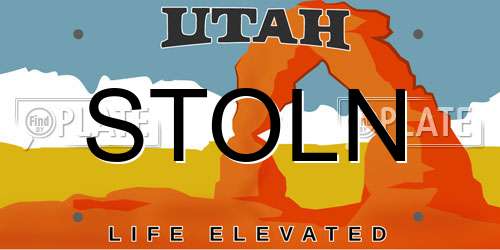 STOLN Utah License Plate