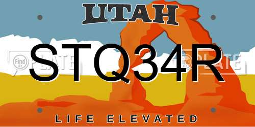 STQ34R Utah License Plate
