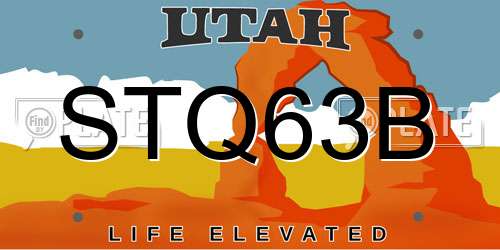 STQ63B Utah License Plate