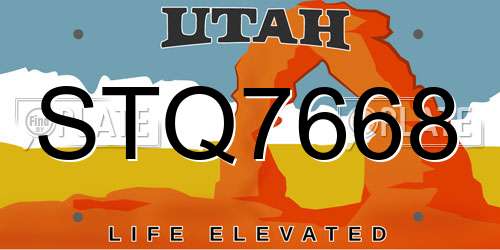 STQ7668 Utah License Plate