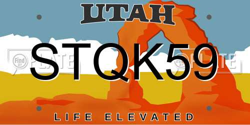 STQK59 Utah License Plate