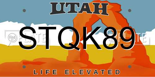 STQK89 Utah License Plate