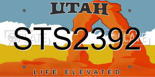 STS2392 Utah License Plate