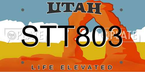 STT803 Utah License Plate