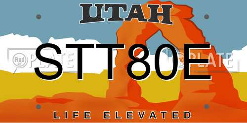 STT80E Utah License Plate