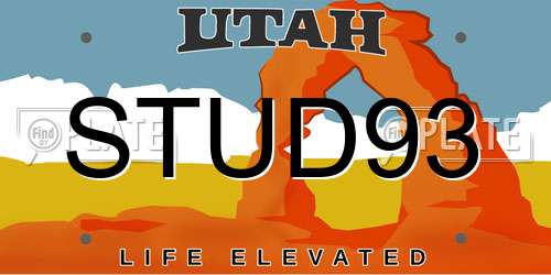 STUD93 Utah License Plate
