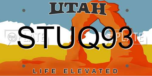 STUQ93 Utah License Plate