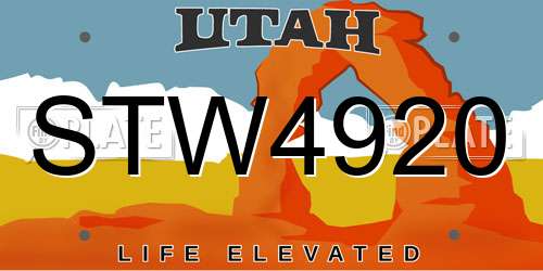 STW4920 Utah License Plate