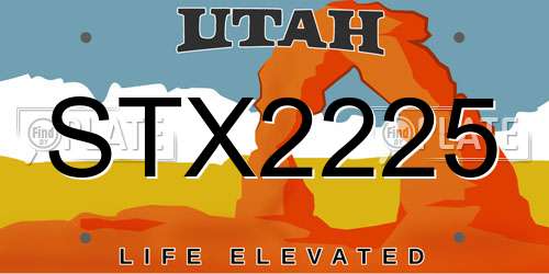 STX2225 Utah License Plate