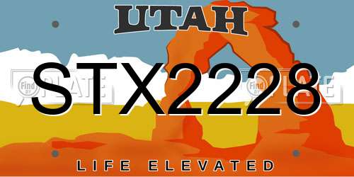 STX2228 Utah License Plate