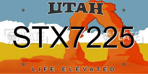 STX7225 Utah License Plate