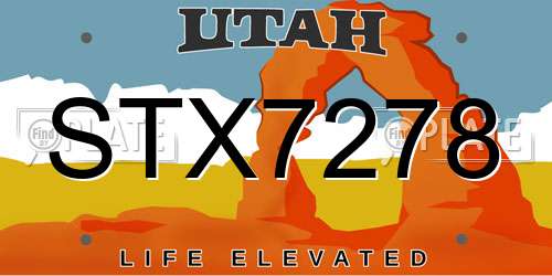STX7278 Utah License Plate