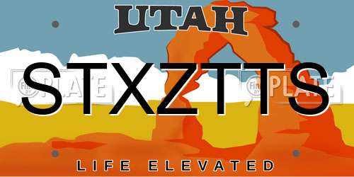 STXZTTS Utah License Plate