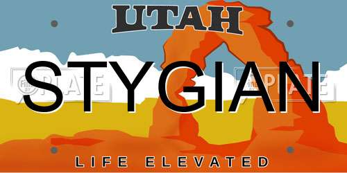 STYGIAN Utah License Plate